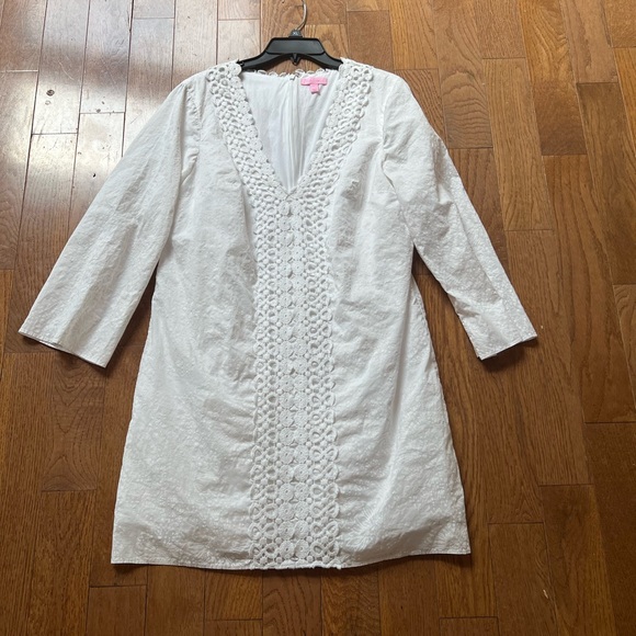 Lilly Pulitzer White V-Neck Dress Size Large - Picture 1 of 4